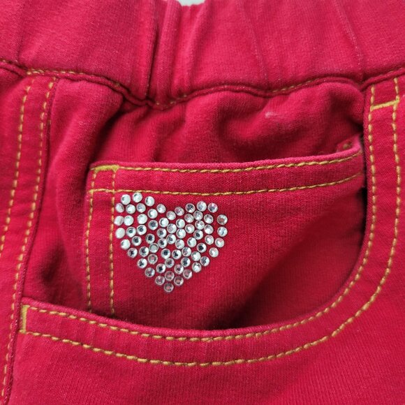 Dream Jeannes by Quacker Factory Skort Women's L Red Heart Bling Skirt Shorts - Picture 4 of 13